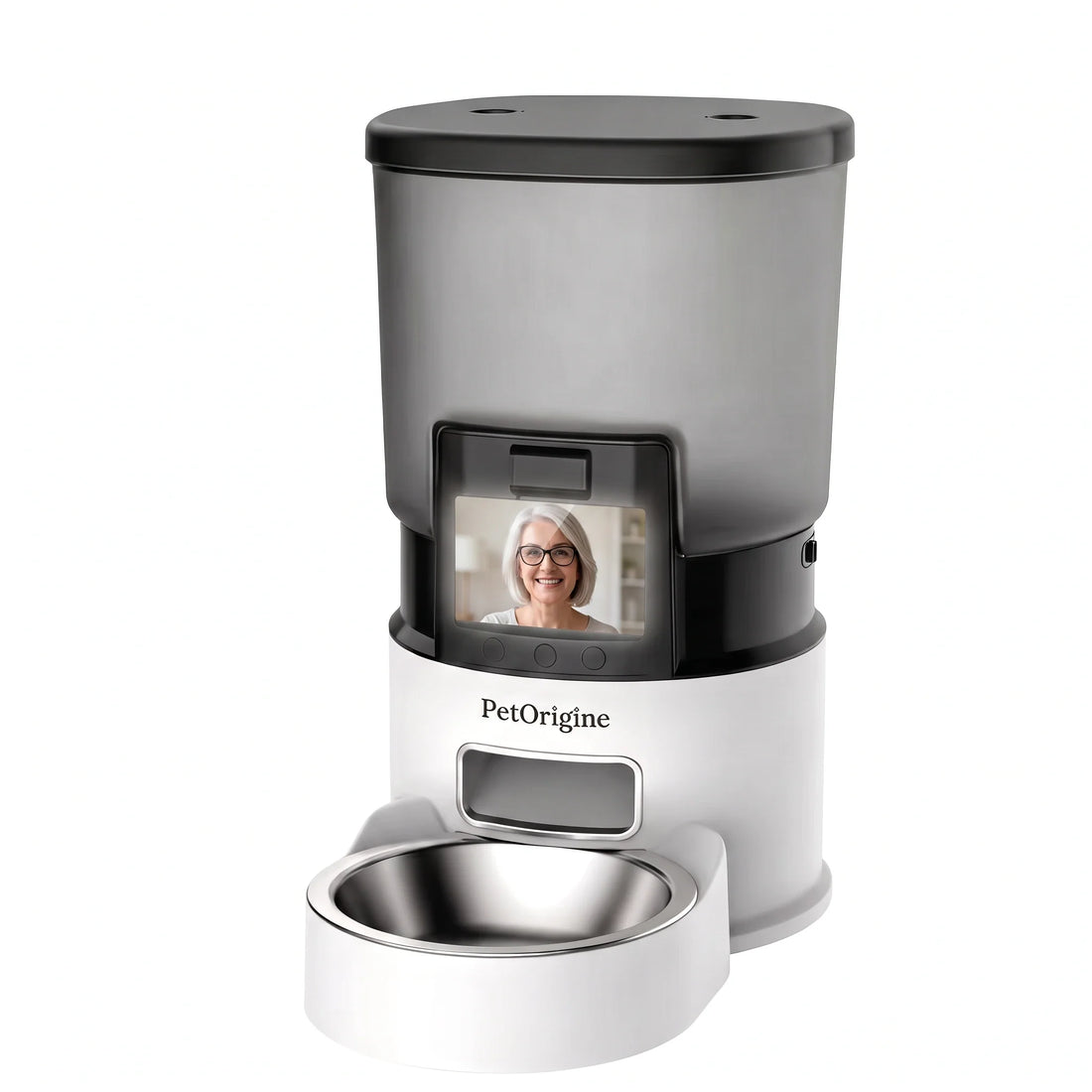 Distributeur de croquettes connecté PawBowl avec écran couleur et appel vidéo