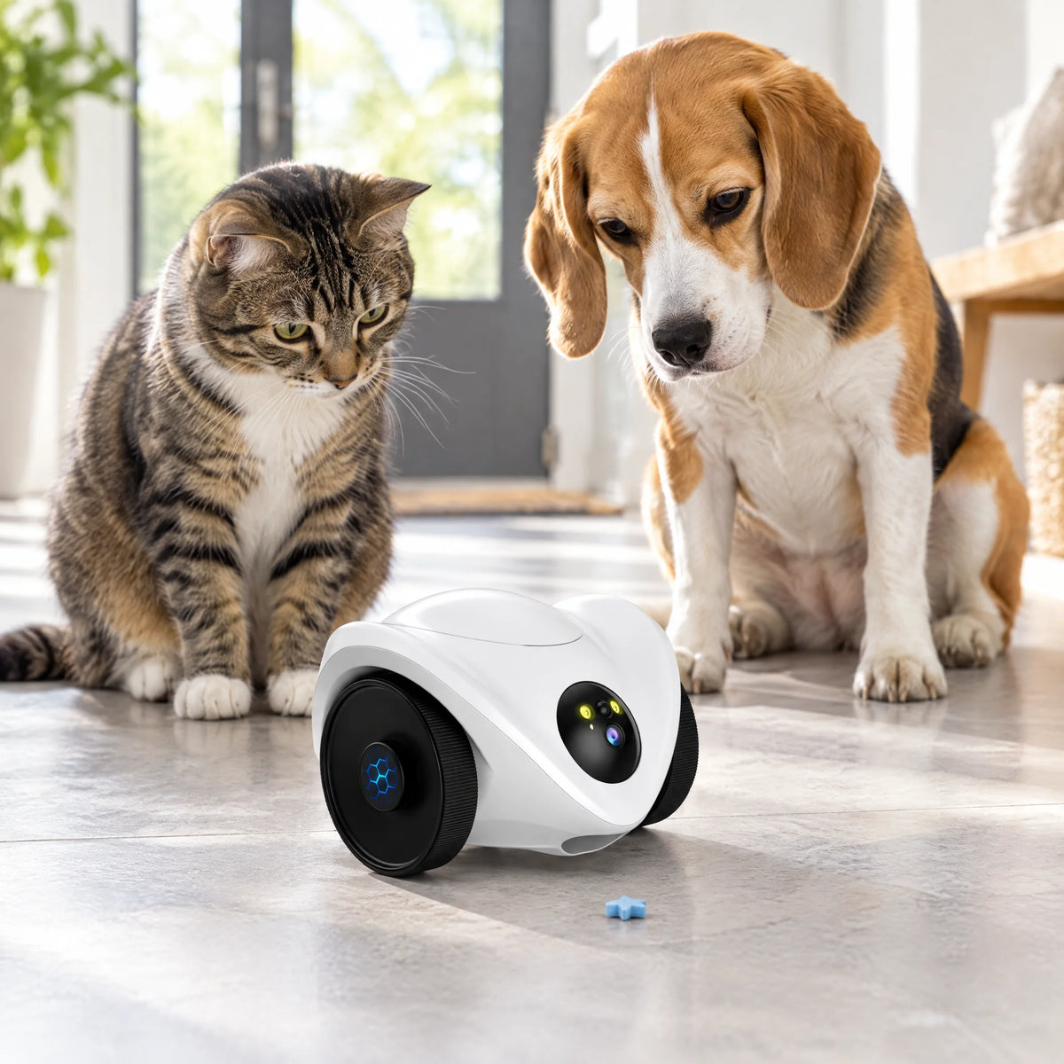 Chat et chien avec la PawCam Feeder